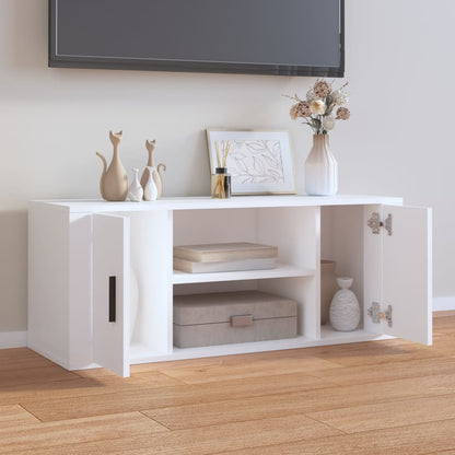 Tv-Meubel 00X35X40 Cm Bewerkt Hout 1 Wit