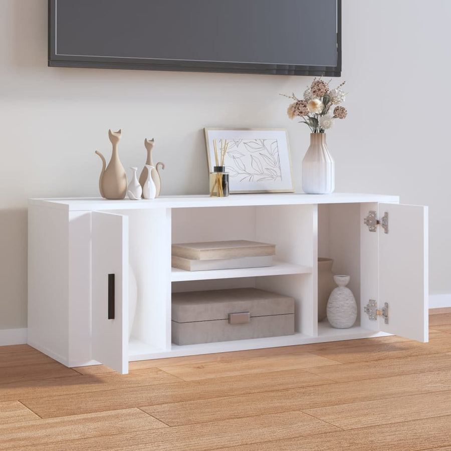 Tv-Meubel 00X35X40 Cm Bewerkt Hout 1 Wit