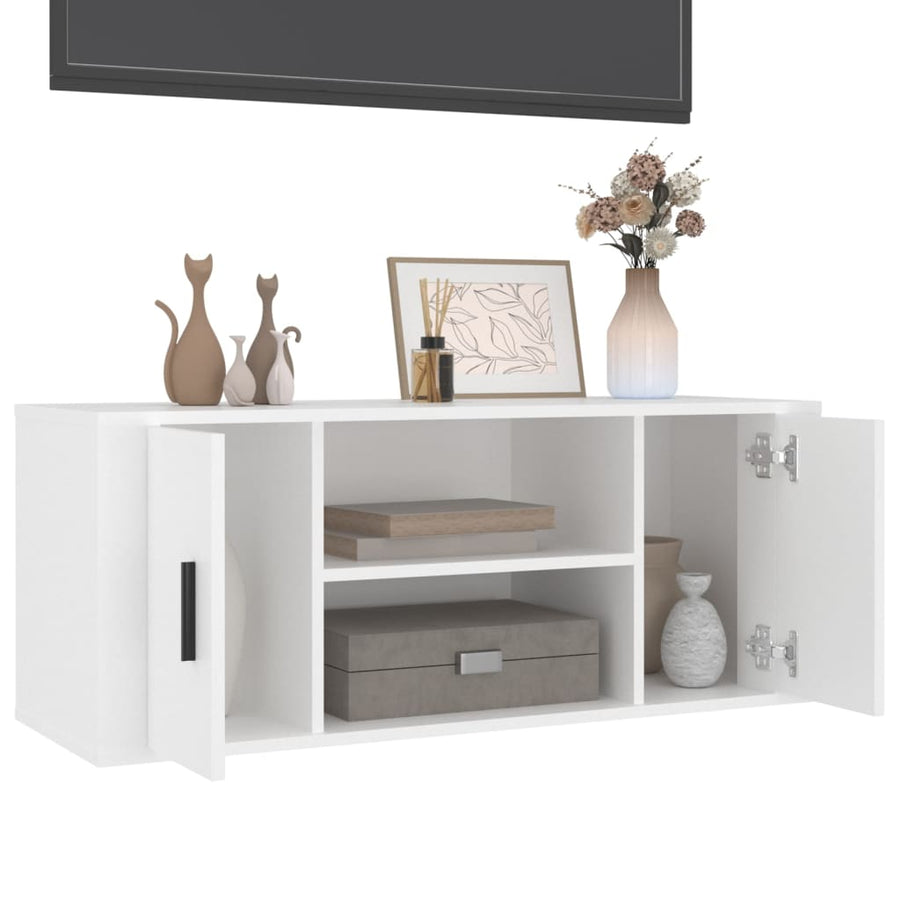 Tv-Meubel 00X35X40 Cm Bewerkt Hout 1 Wit