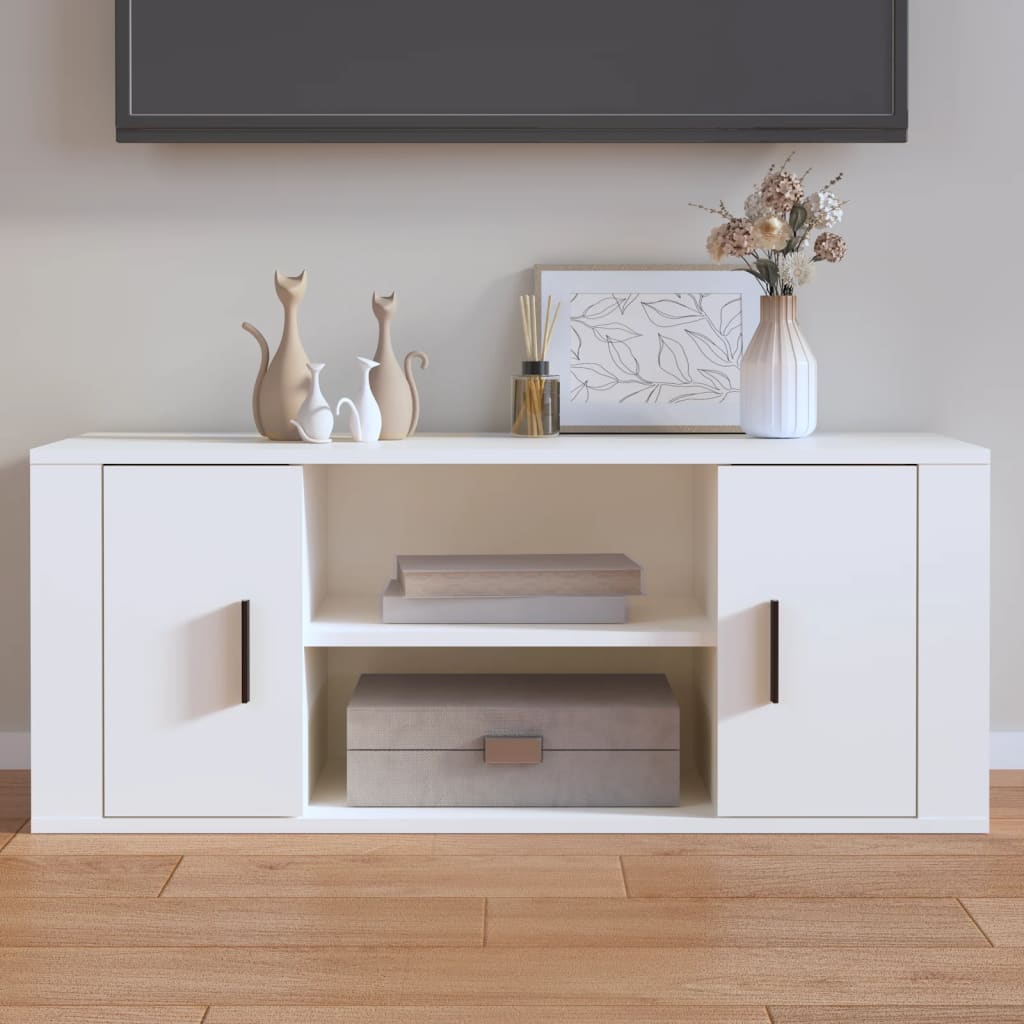 Tv-Meubel 00X35X40 Cm Bewerkt Hout 1 Wit