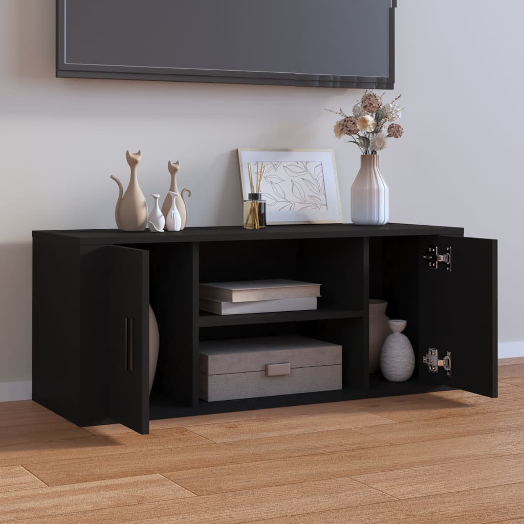 Tv-Meubel 00X35X40 Cm Bewerkt Hout Zwart