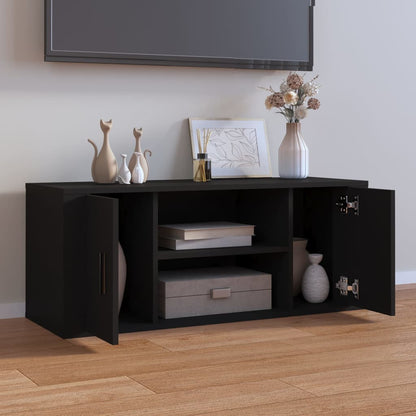 Tv-Meubel 00X35X40 Cm Bewerkt Hout Zwart