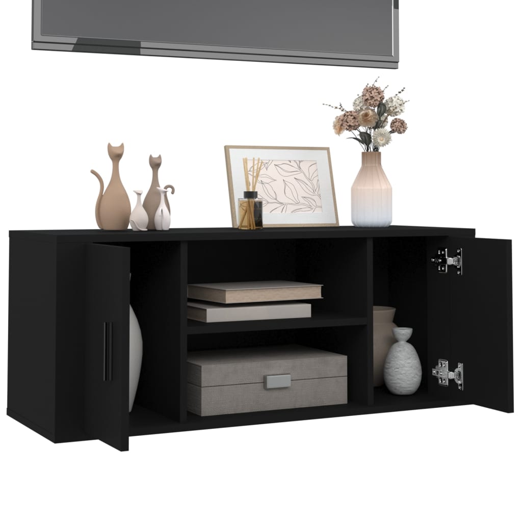 Tv-Meubel 00X35X40 Cm Bewerkt Hout Zwart