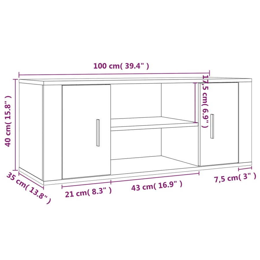 Tv-Meubel 00X35X40 Cm Bewerkt Hout Kleurig Sonoma eiken