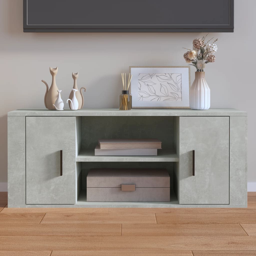Tv-Meubel 00X35X40 Cm Bewerkt Hout Betongrijs