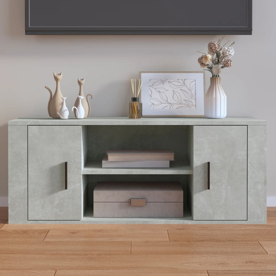 Tv-Meubel 00X35X40 Cm Bewerkt Hout Betongrijs