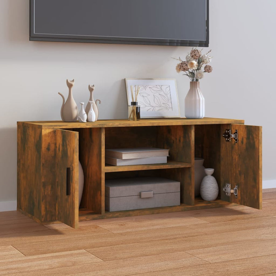 Tv-Meubel 00X35X40 Cm Bewerkt Hout Kleurig Gerookt eiken