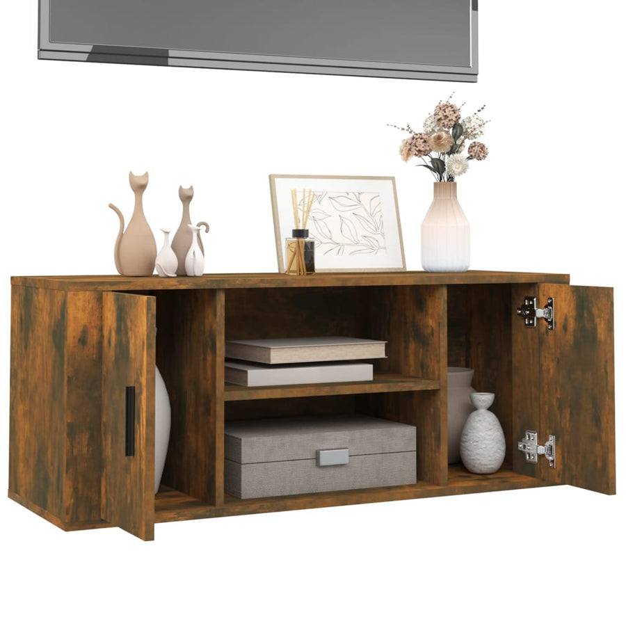 Tv-Meubel 00X35X40 Cm Bewerkt Hout Kleurig Gerookt eiken
