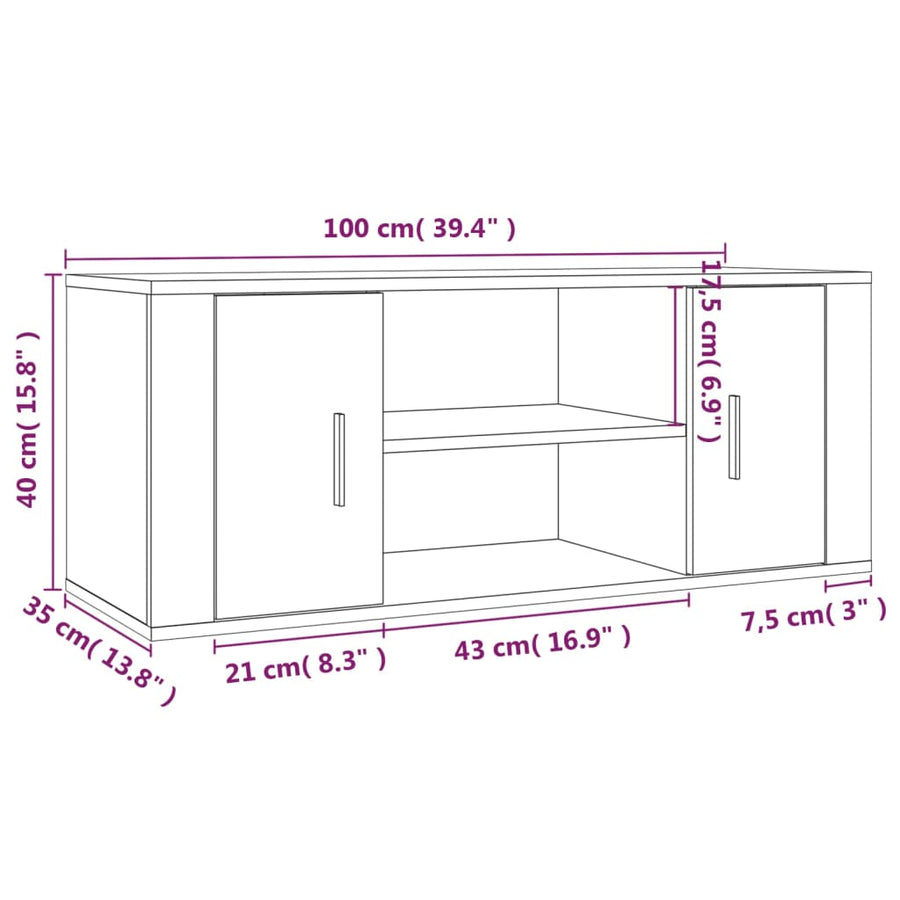 Tv-Meubel 00X35X40 Cm Bewerkt Hout Kleurig Gerookt eiken