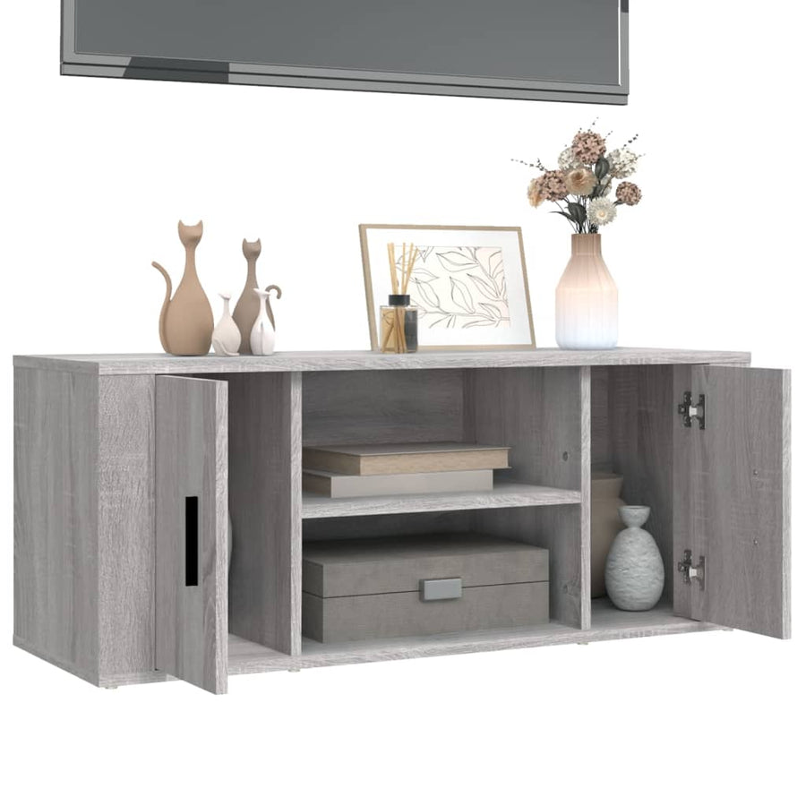 Tv-Meubel 00X35X40 Cm Bewerkt Hout Eikenkleurig Grijs sonoma