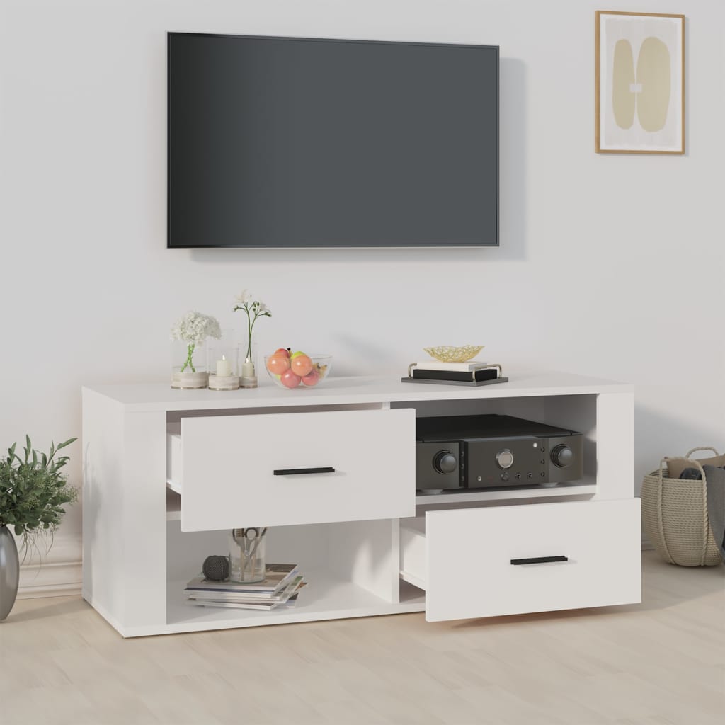Tv-Meubel 00X35X40 Cm Bewerkt Hout Wit