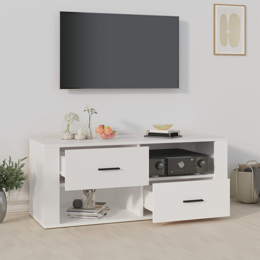 Tv-Meubel 00X35X40 Cm Bewerkt Hout Wit