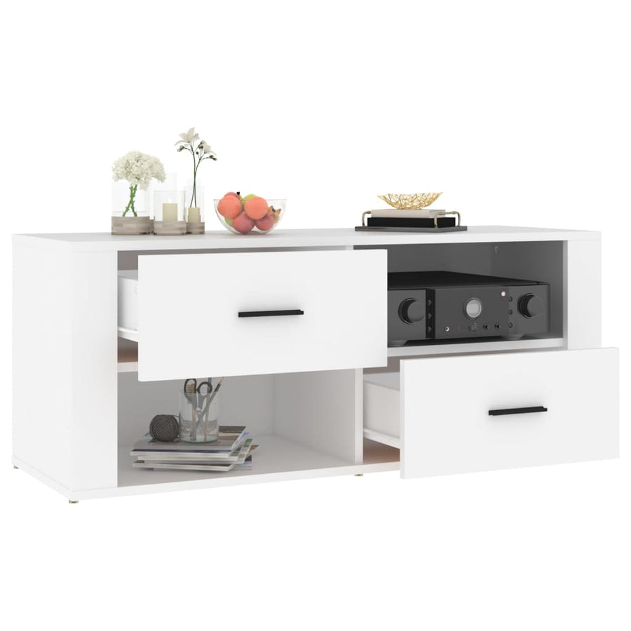 Tv-Meubel 00X35X40 Cm Bewerkt Hout Wit