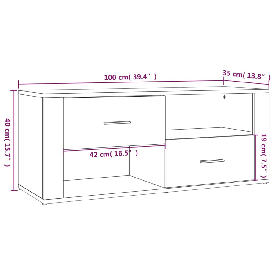 Tv-Meubel 00X35X40 Cm Bewerkt Hout Wit