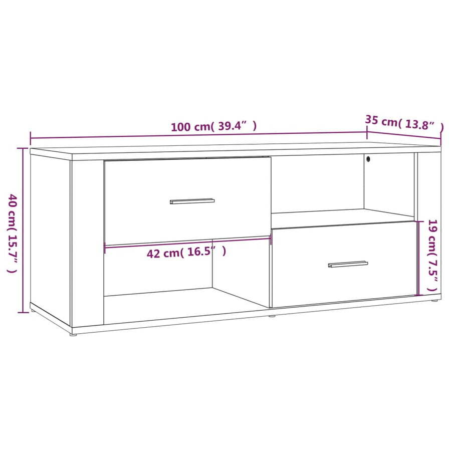 Tv-Meubel 00X35X40 Cm Bewerkt Hout Kleurig Sonoma eiken