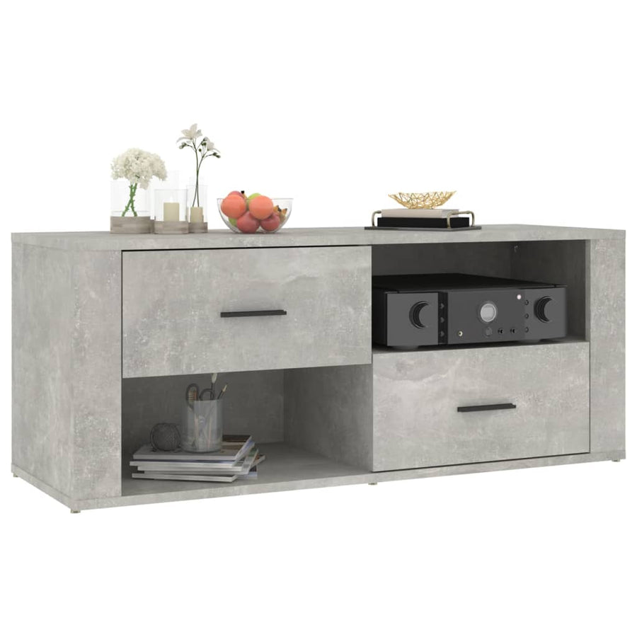 Tv-Meubel 00X35X40 Cm Bewerkt Hout Betongrijs