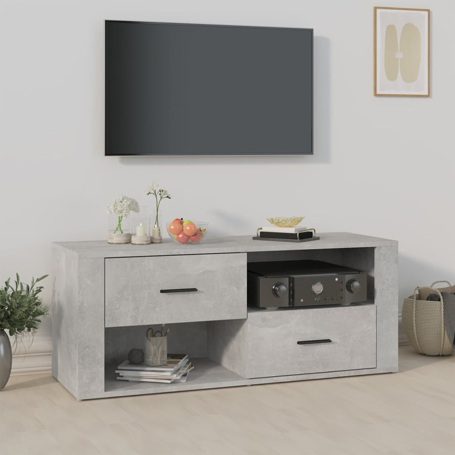 Tv-Meubel 00X35X40 Cm Bewerkt Hout Betongrijs