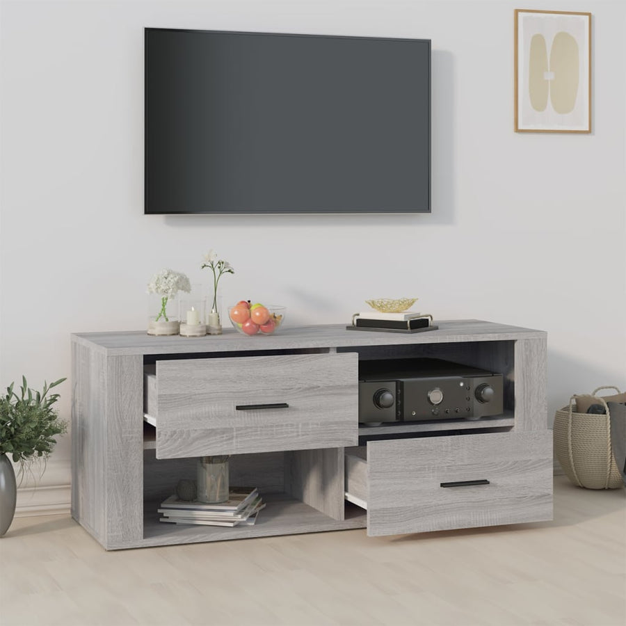 Tv-Meubel 00X35X40 Cm Bewerkt Hout Eikenkleurig Grijs sonoma