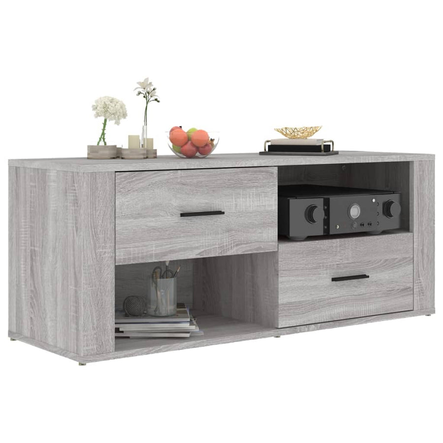 Tv-Meubel 00X35X40 Cm Bewerkt Hout Eikenkleurig Grijs sonoma