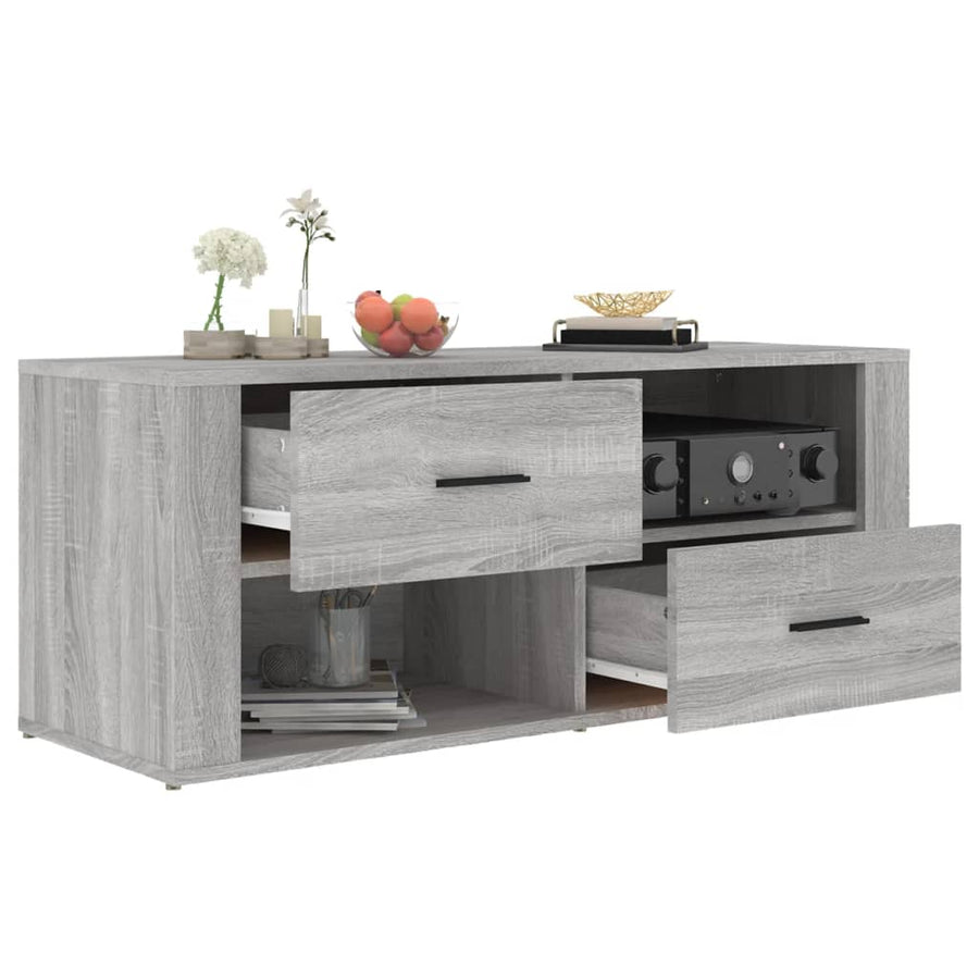 Tv-Meubel 00X35X40 Cm Bewerkt Hout Eikenkleurig Grijs sonoma