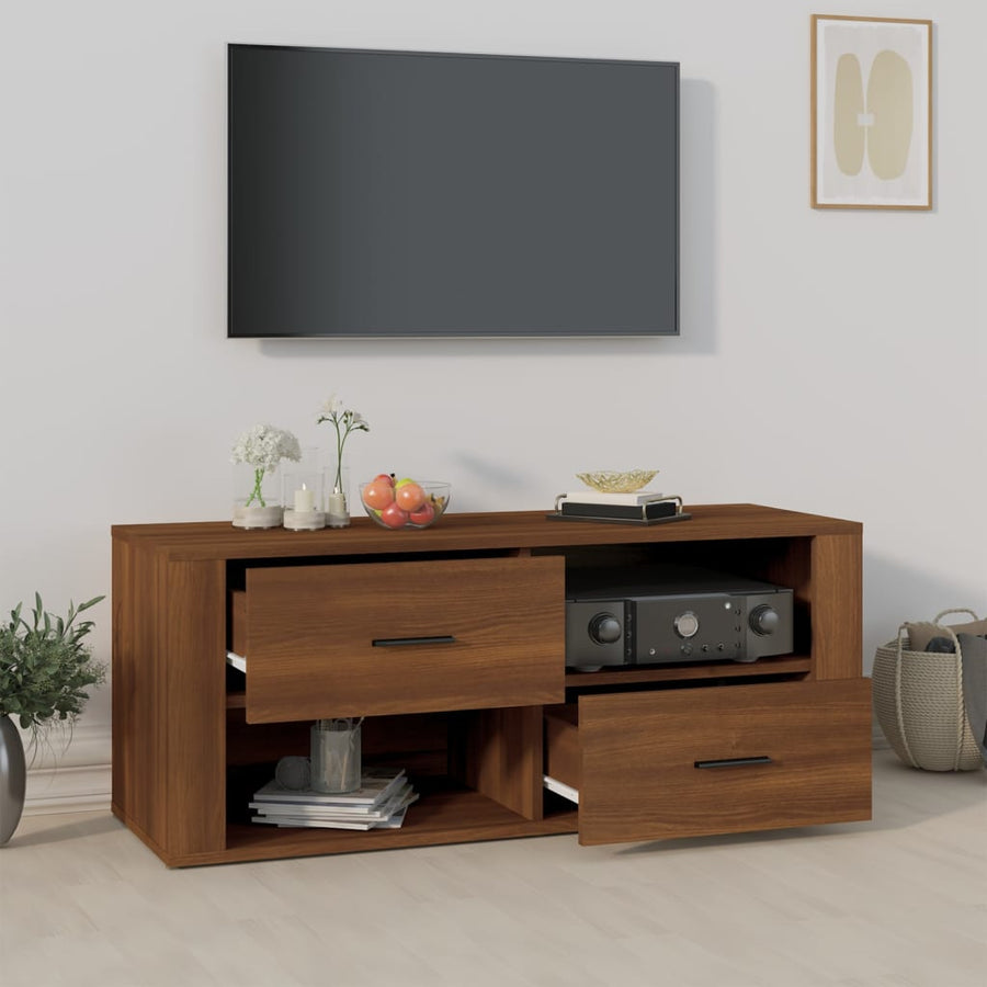 Tv-Meubel 00X35X40 Cm Bewerkt Hout Bruin Eikenkleur Bruineiken