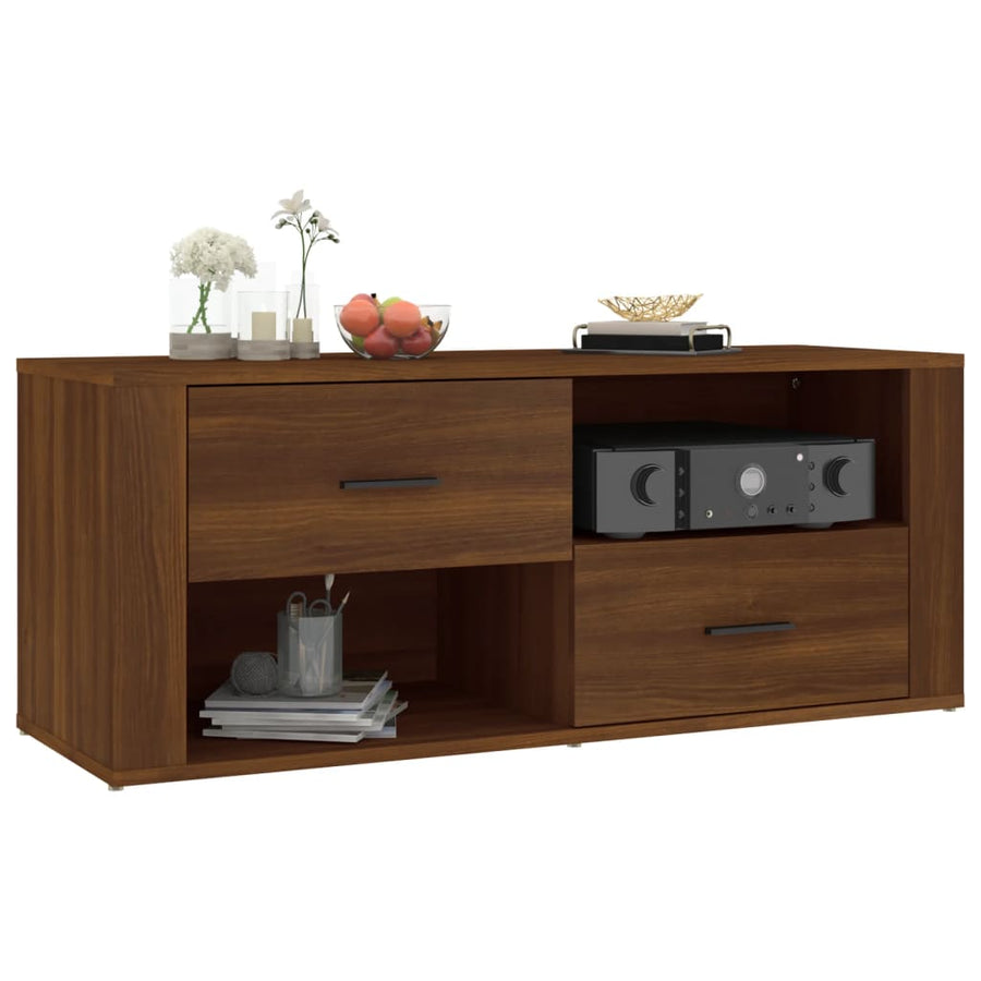 Tv-Meubel 00X35X40 Cm Bewerkt Hout Bruin Eikenkleur Bruineiken