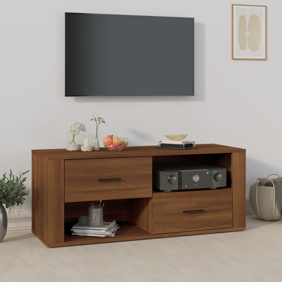 Tv-Meubel 00X35X40 Cm Bewerkt Hout Bruin Eikenkleur Bruineiken
