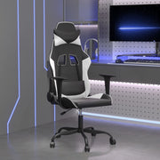 Gamestoel kunstleer zwart wit 66x56x120.5-131 cm