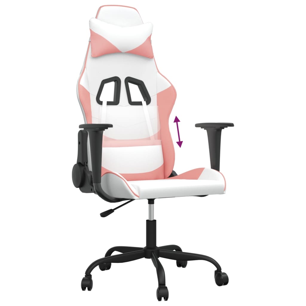 Gamestoel kunstleer wit en roze Wit en roze Zonder voetensteun