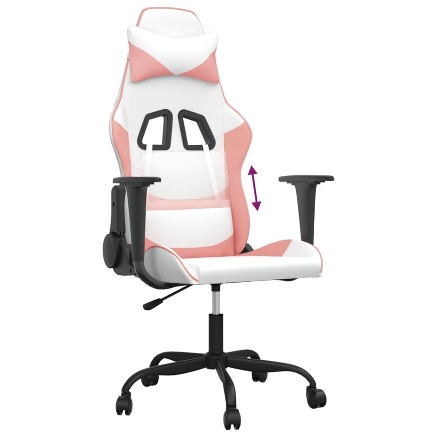 Gamestoel kunstleer wit en roze Wit en roze Zonder voetensteun