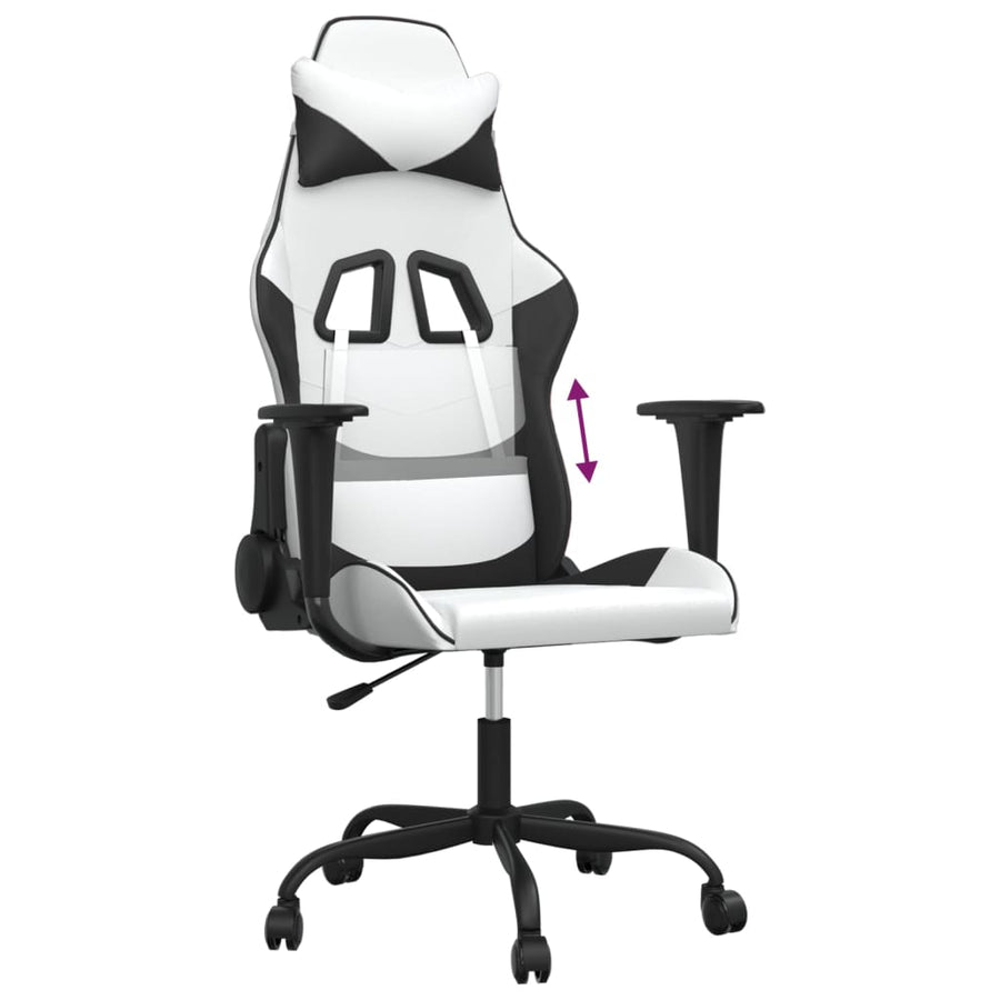 Gamestoel kunstleer wit en zwart Wit en zwart Zonder voetensteun