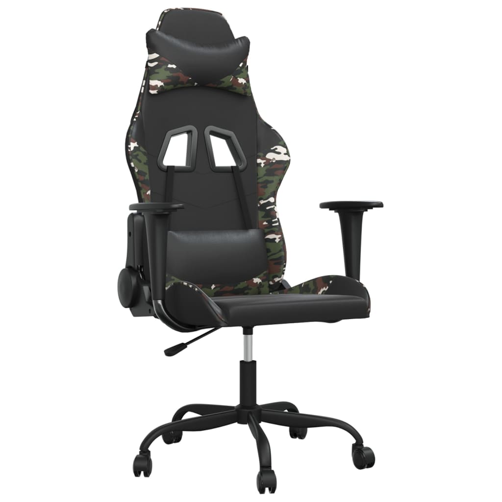 Gamestoel kunstleer zwart en camouflage Zwart en camouflage Zonder voetensteun