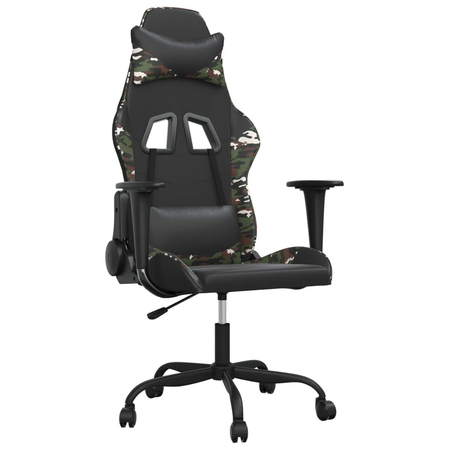 Gamestoel kunstleer zwart en camouflage Zwart en camouflage Zonder voetensteun