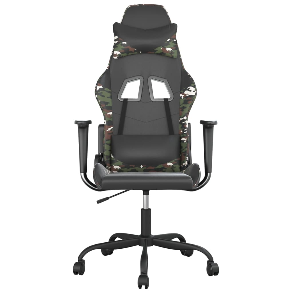 Gamestoel kunstleer zwart en camouflage Zwart en camouflage Zonder voetensteun