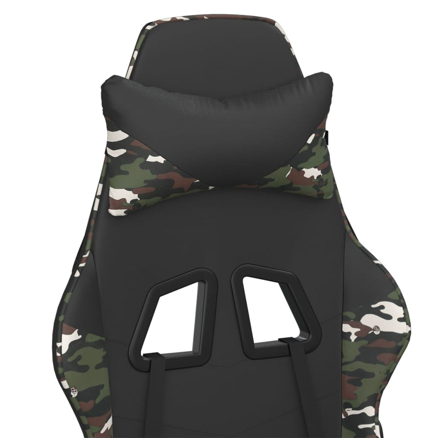 Gamestoel kunstleer zwart en camouflage Zwart en camouflage Zonder voetensteun