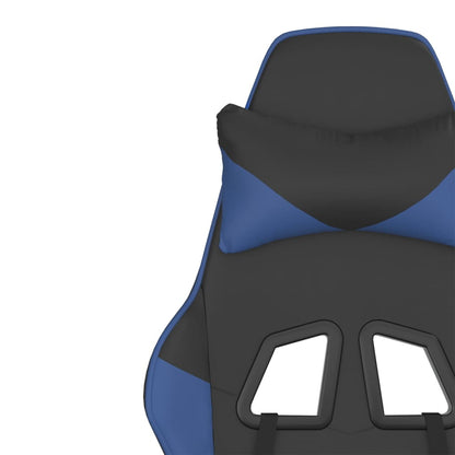 Gamestoel met voetensteun kunstleer zwart en blauw Zwart en blauw Met voetensteun