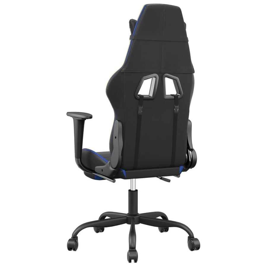 Gamestoel met voetensteun kunstleer zwart en blauw Zwart en blauw Met voetensteun