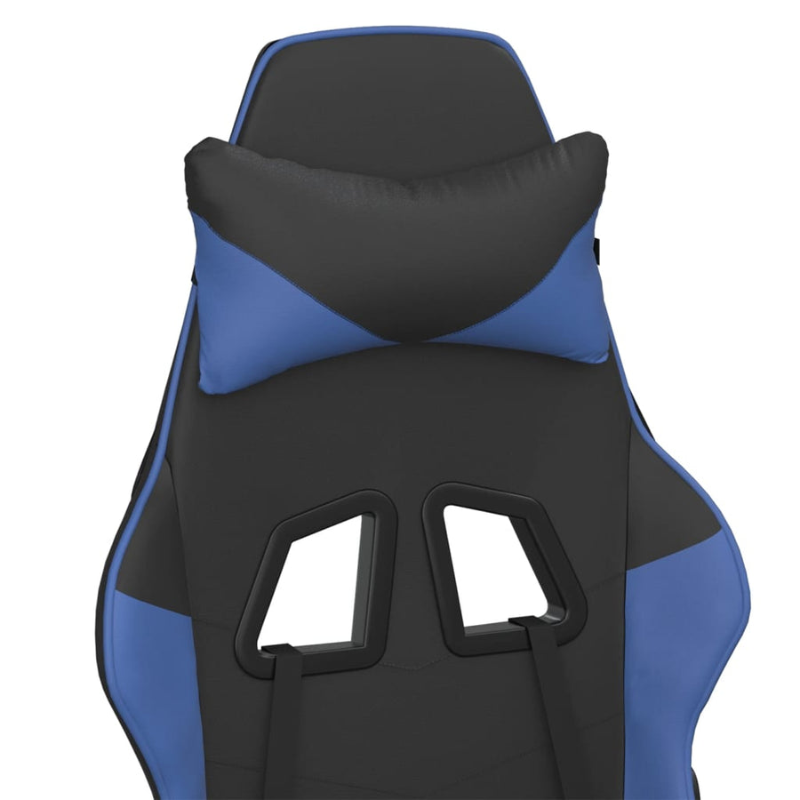 Gamestoel met voetensteun kunstleer zwart en blauw Zwart en blauw Met voetensteun