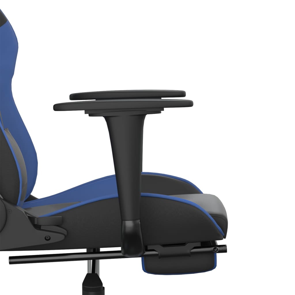 Gamestoel met voetensteun kunstleer zwart en blauw Zwart en blauw Met voetensteun