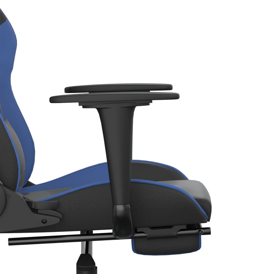 Gamestoel met voetensteun kunstleer zwart en blauw Zwart en blauw Met voetensteun