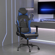 Gaming chair with footrest faux leather black and blue