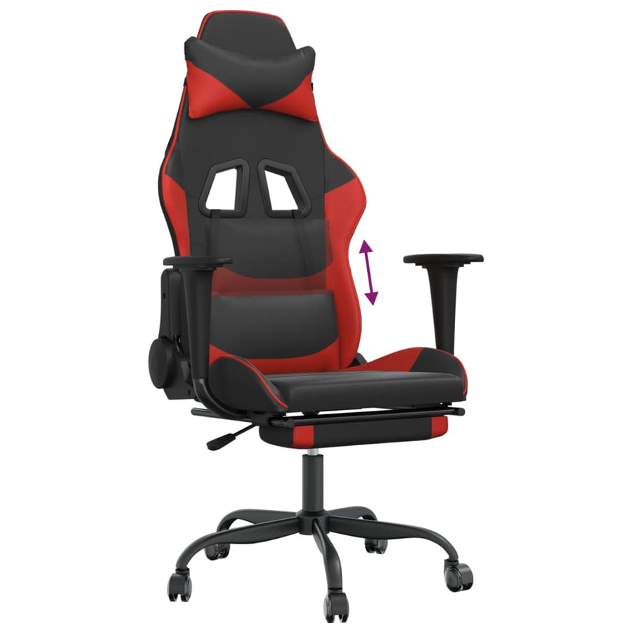 Gamestoel Kunstleer Zwart en rood Met voetensteun