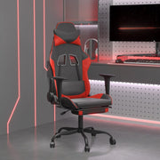 Gaming chair with footrest faux leather black and red