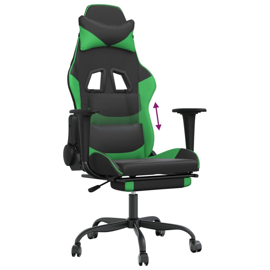 Gamestoel Kunstleer Zwart en groen