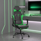 Gaming chair with footrest faux leather black and green