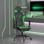 Gaming chair with footrest faux leather black and green