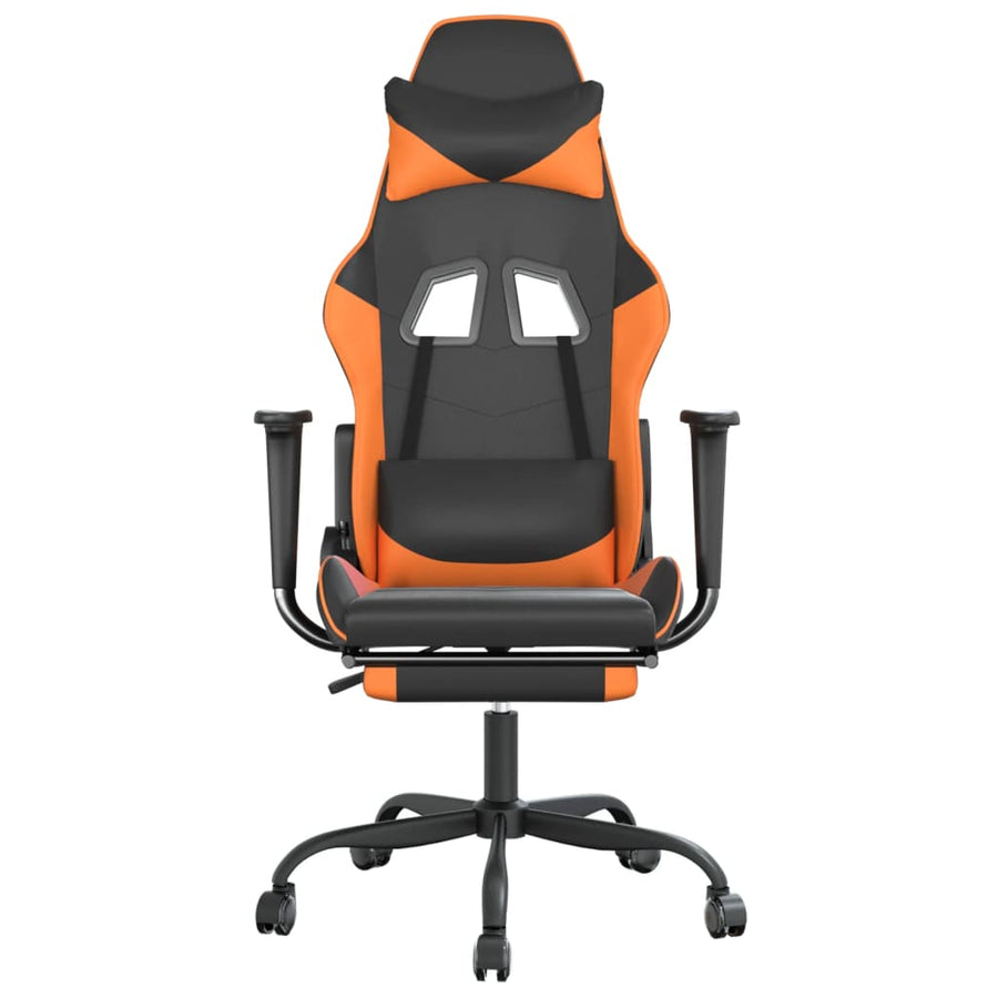 Gamestoel Kunstleer Zwart en oranje Met voetensteun