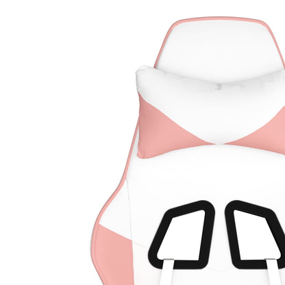 Gamestoel Kunstleer Wit en roze Met voetensteun