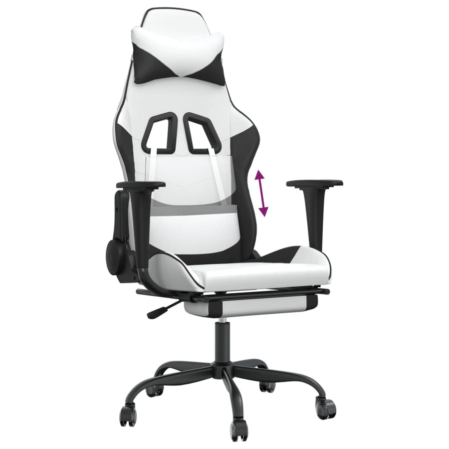 Gamestoel Kunstleer Wit en zwart