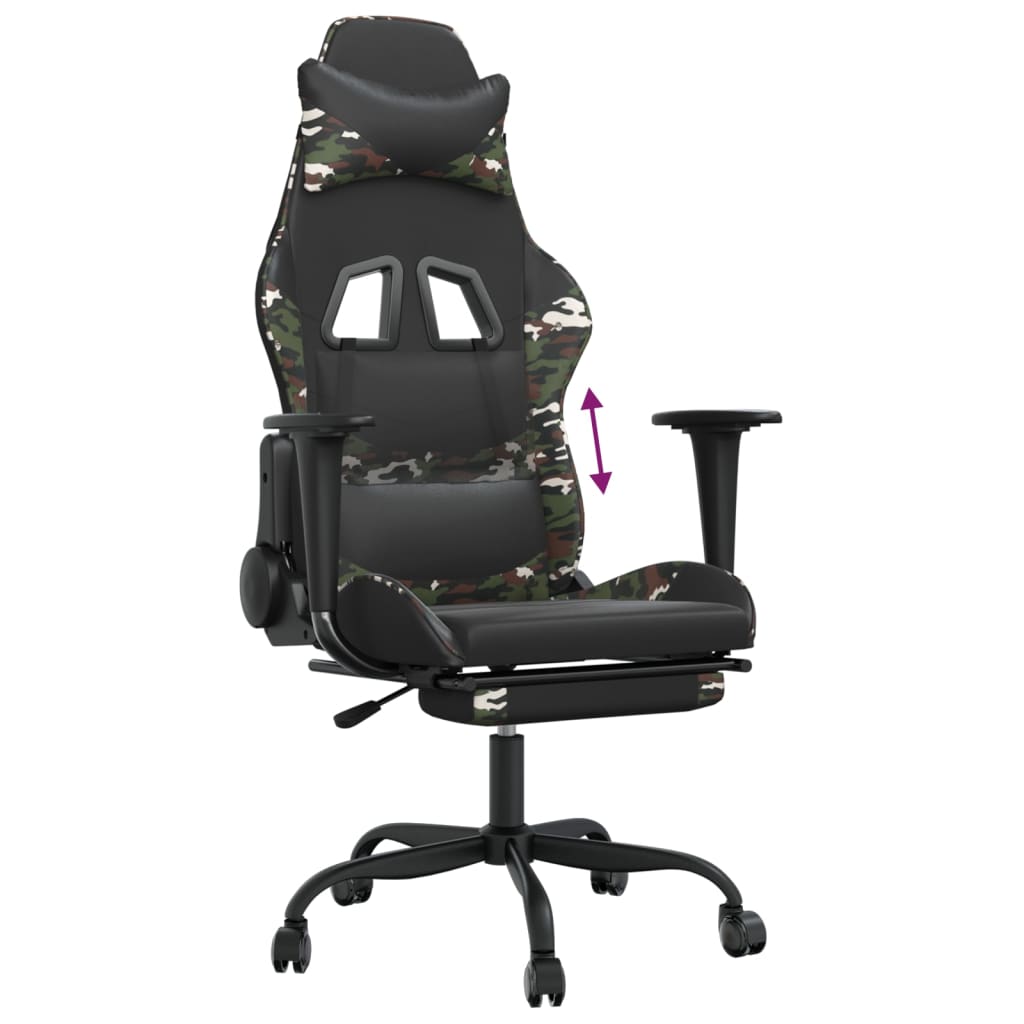 Gamestoel Kunstleer Zwart en camouflage
